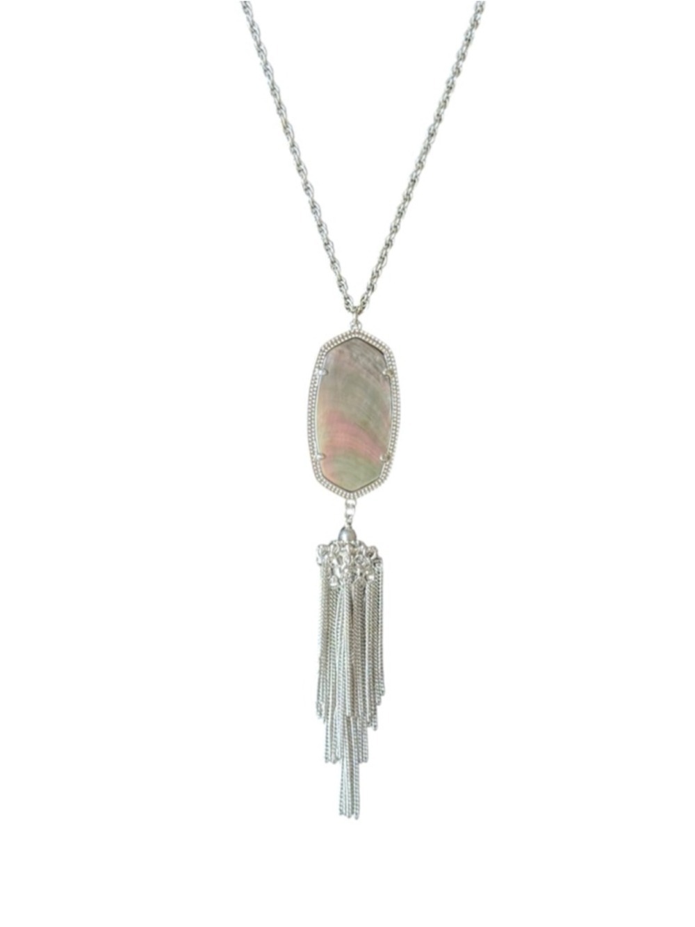 Women's Kendra Scott Silver Iridescent Tassel Pendant Necklace One Size